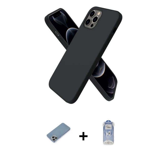 MARSİLYAN™- iPhone 12 Pro Max Kılıf Kozmos Yansıma Özel Seri - Siyah Joko Magic 5D Cam + Shine Kamera Lens Koruma Cam - GI