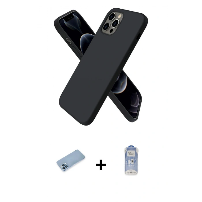 MARSİLYAN™- iPhone 12 Pro Max Kılıf Kozmos Yansıma Özel Seri - Siyah Joko Magic 5D Cam + Shine Kamera Lens Koruma Cam - MI