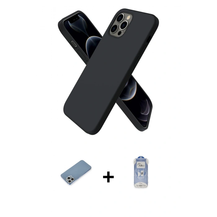 MARSİLYAN™- iPhone 12 Pro Max Kılıf Kozmos Yansıma Özel Seri - Siyah Joko Magic 5D Cam + Shine Kamera Lens Koruma Cam - GS