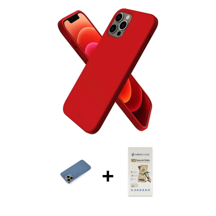 MARSİLYAN™- iPhone 12 Pro Max Kılıf Kozmos Yansıma Özel Seri - Siyah Mat Seramik Nano Ekran Koruyucu + Shine Kamera Lens Koruma Cam - GD