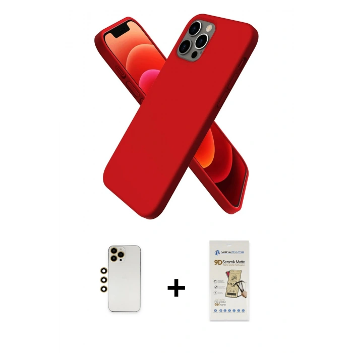 MARSİLYAN™- iPhone 12 Pro Max Kılıf Kozmos Yansıma Özel Seri - Siyah Mat Seramik Nano Ekran Koruyucu + Shine Kamera Lens - GD