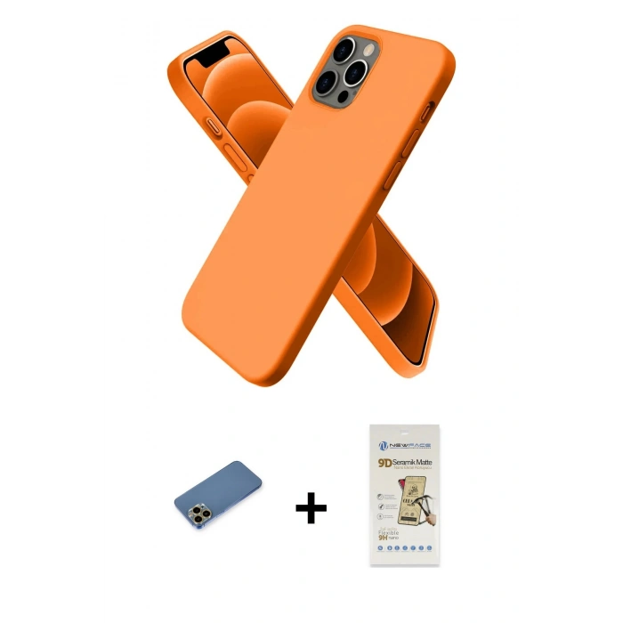 MARSİLYAN™- iPhone 12 Pro Max Kılıf Kozmos Yansıma Özel Seri - Siyah Mat Seramik Nano Ekran Koruyucu + Shine Kamera Lens Koruma Cam - GD