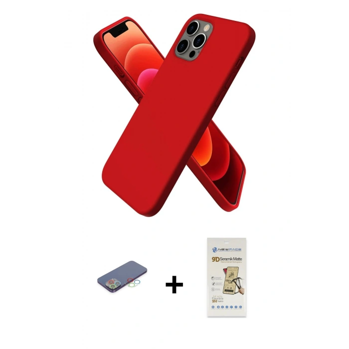 MARSİLYAN™- iPhone 12 Pro Max Kılıf Kozmos Yansıma Özel Seri - Siyah Mat Seramik Nano Ekran Koruyucu + Renkli Kamera Lens Koruma Cam - MI