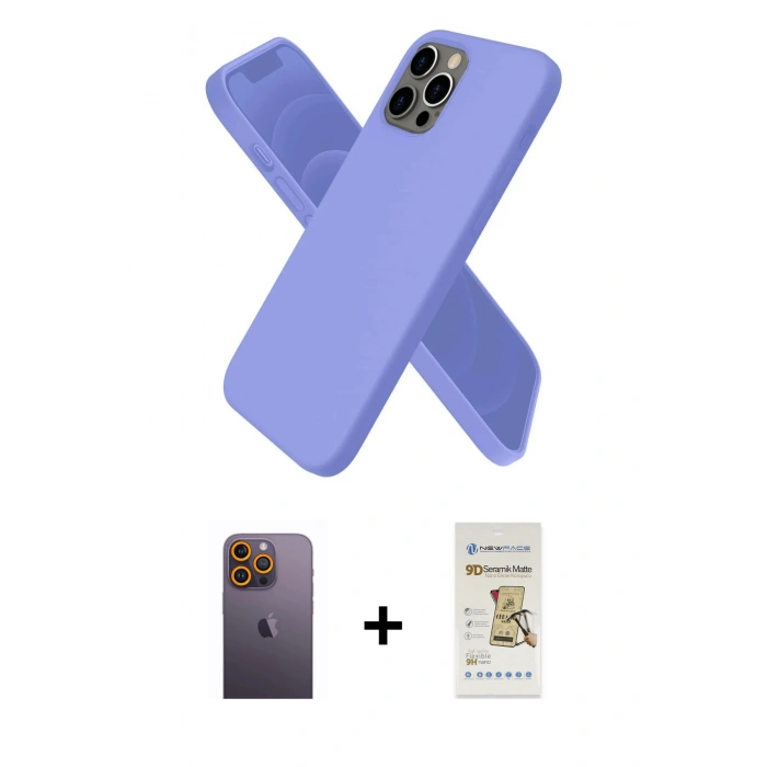 MARSİLYAN™- iPhone 12 Pro Max Kılıf Kozmos Yansıma Özel Seri - Siyah Mat Seramik Nano Ekran Koruyucu + Sarı Neon Fosforlu Kamera Lens