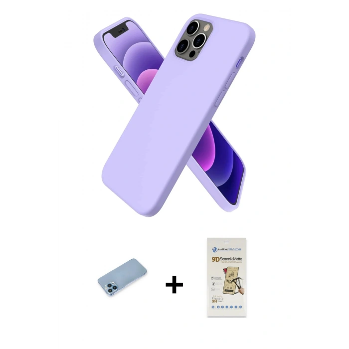 MARSİLYAN™- iPhone 12 Pro Max Kılıf Kozmos Yansıma Özel Seri - Siyah Mat Seramik Nano Ekran Koruyucu + Shine Kamera Lens Koruma Cam - MI