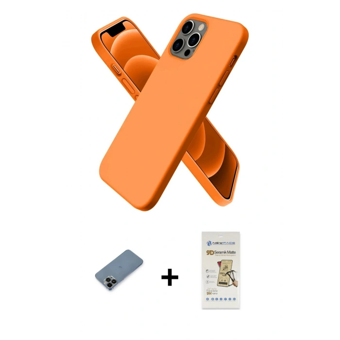 MARSİLYAN™- iPhone 12 Pro Max Kılıf Kozmos Yansıma Özel Seri - Siyah Mat Seramik Nano Ekran Koruyucu + Shine Kamera Lens Koruma Cam - SH