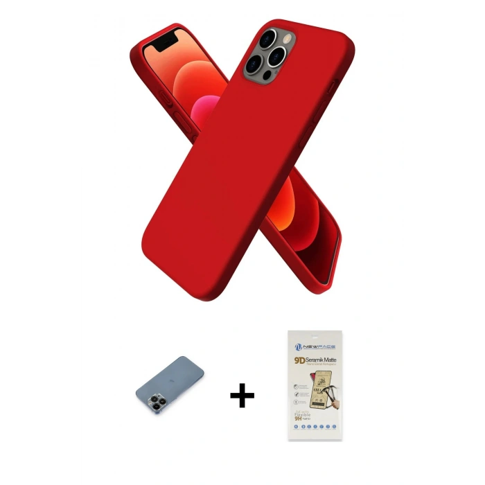 MARSİLYAN™- iPhone 12 Pro Max Kılıf Kozmos Yansıma Özel Seri - Siyah Mat Seramik Nano Ekran Koruyucu + Shine Kamera Lens Koruma Cam - SH