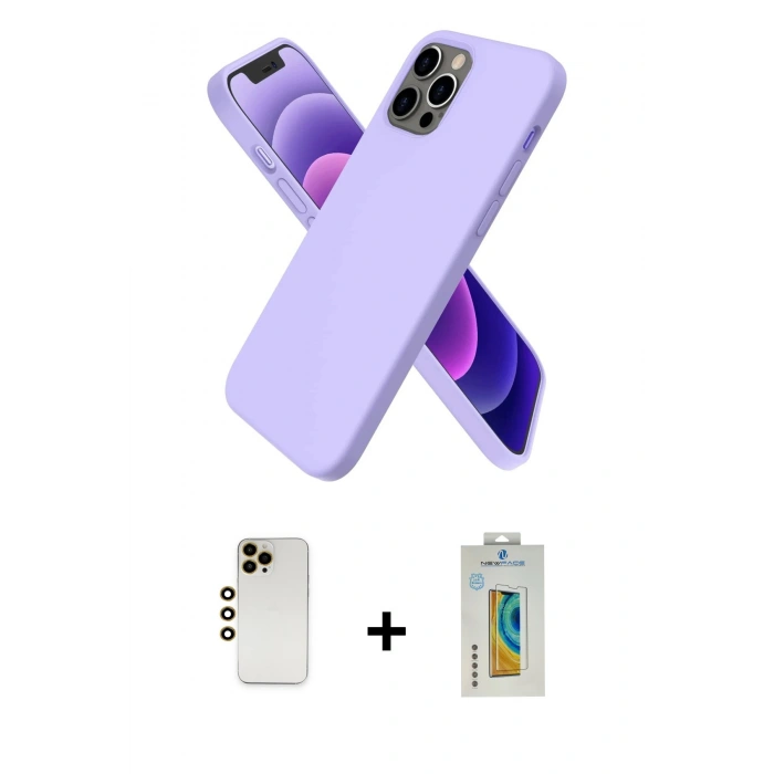 MARSİLYAN™- iPhone 12 Pro Max Kılıf Kozmos Yansıma Özel Seri - Siyah Polymer Nano Ekran Koruyucu + Shine Kamera Lens - GD