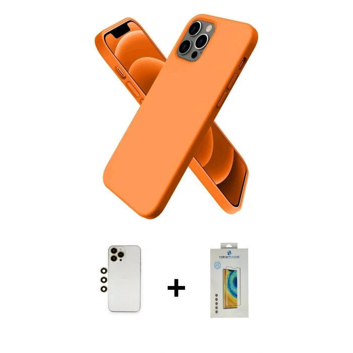 MARSİLYAN™- iPhone 12 Pro Max Kılıf Kozmos Yansıma Özel Seri - Siyah Polymer Nano Ekran Koruyucu + Shine Kamera Lens - GD