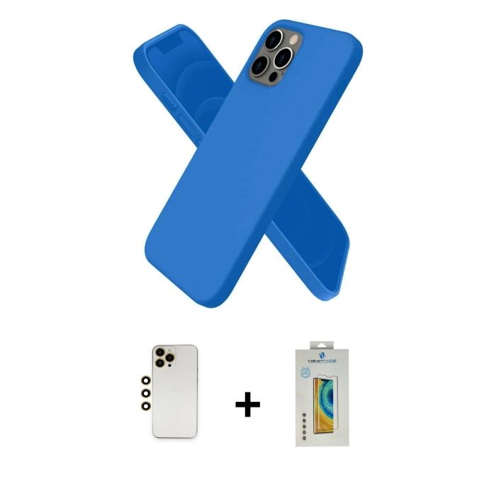 MARSİLYAN™- iPhone 12 Pro Max Kılıf Kozmos Yansıma Özel Seri - Siyah Polymer Nano Ekran Koruyucu + Shine Kamera Lens - GD