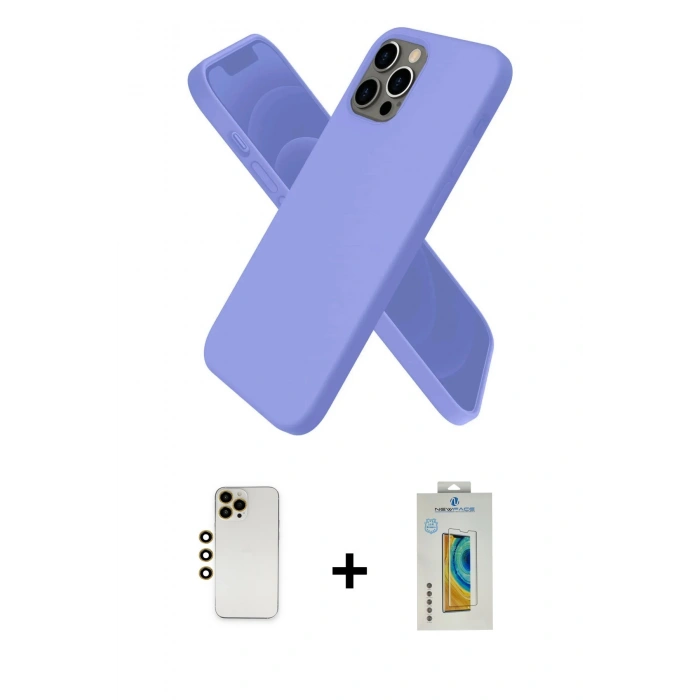 MARSİLYAN™- iPhone 12 Pro Max Kılıf Kozmos Yansıma Özel Seri - Siyah Polymer Nano Ekran Koruyucu + Shine Kamera Lens - GD