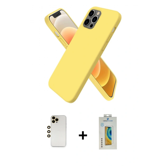 MARSİLYAN™- iPhone 12 Pro Max Kılıf Kozmos Yansıma Özel Seri - Siyah Polymer Nano Ekran Koruyucu + Shine Kamera Lens - GD