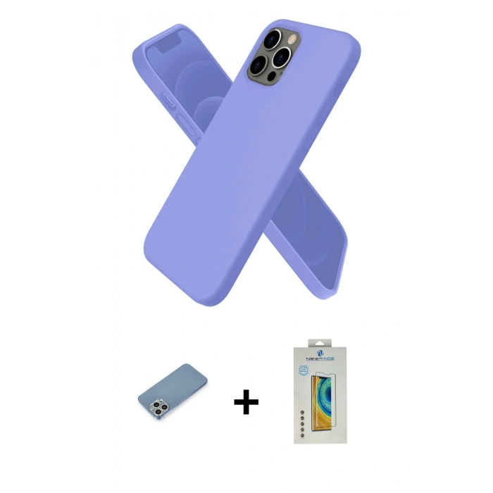 MARSİLYAN™- iPhone 12 Pro Max Kılıf Kozmos Yansıma Özel Seri - Siyah Polymer Nano Ekran Koruyucu + Gümüş Shine Kamera Lens Koruma Cam