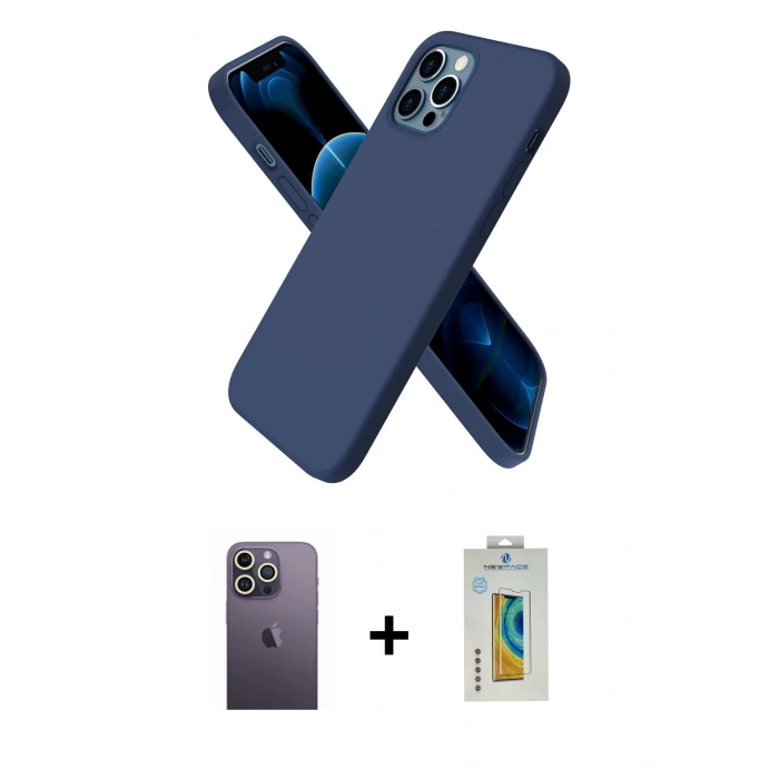MARSİLYAN™- iPhone 12 Pro Max Kılıf Kozmos Yansıma Özel Seri - Siyah Polymer Nano Ekran Koruyucu + Neon Fosforlu Kamera Lens - BZ