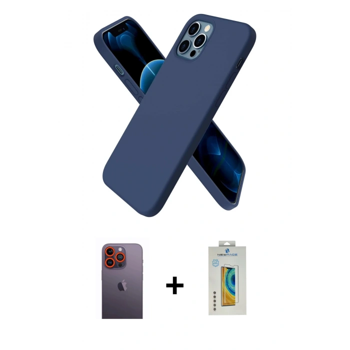 MARSİLYAN™- iPhone 12 Pro Max Kılıf Kozmos Yansıma Özel Seri - Siyah Polymer Nano Ekran Koruyucu + Neon Fosforlu Kamera Lens - TU