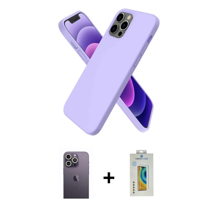 MARSİLYAN™- iPhone 12 Pro Max Kılıf Kozmos Yansıma Özel Seri - Siyah Polymer Nano Ekran Koruyucu + Neon Fosforlu Kamera Lens - BZ