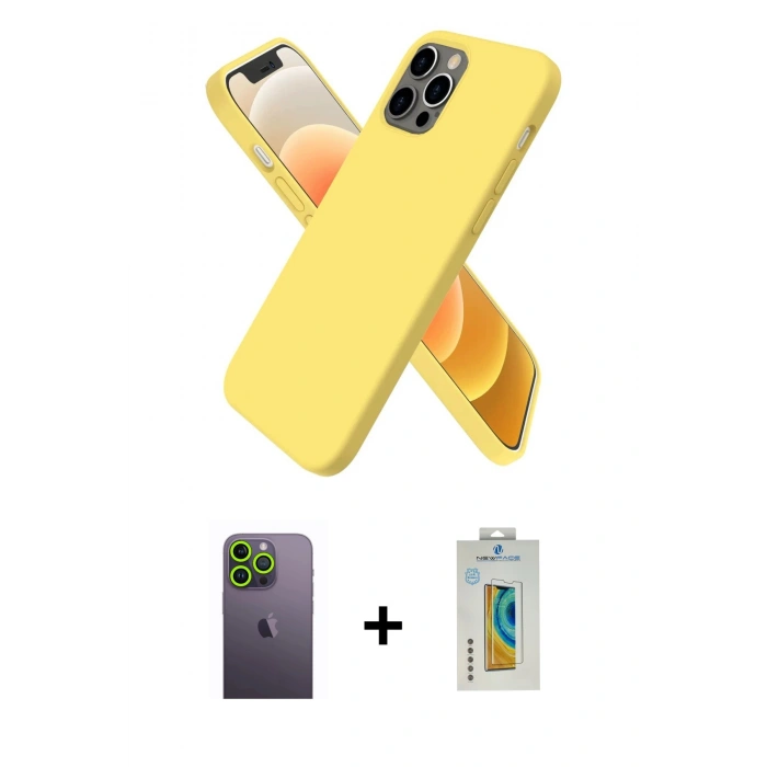 MARSİLYAN™- iPhone 12 Pro Max Kılıf Kozmos Yansıma Özel Seri - Siyah Polymer Nano Ekran Koruyucu + Neon Fosforlu Kamera Lens - YL