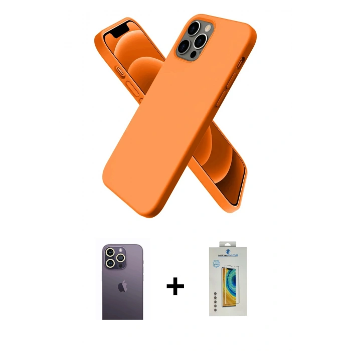 MARSİLYAN™- iPhone 12 Pro Max Kılıf Kozmos Yansıma Özel Seri - Siyah Polymer Nano Ekran Koruyucu + Neon Fosforlu Kamera Lens - BZ