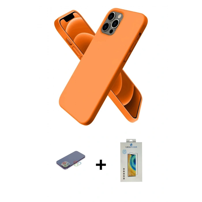MARSİLYAN™- iPhone 12 Pro Max Kılıf Kozmos Yansıma Özel Seri - Siyah Polymer Nano Ekran Koruyucu + Renkli Kamera Lens Koruma Cam - MI