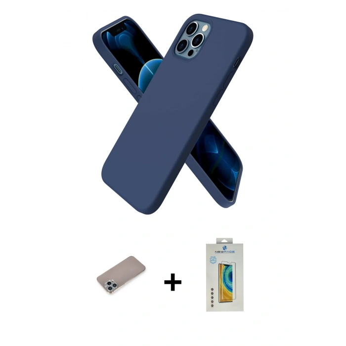 MARSİLYAN™- iPhone 12 Pro Max Kılıf Kozmos Yansıma Özel Seri - Siyah Polymer Nano Ekran Koruyucu + Shine Kamera Lens Koruma Cam - SABE