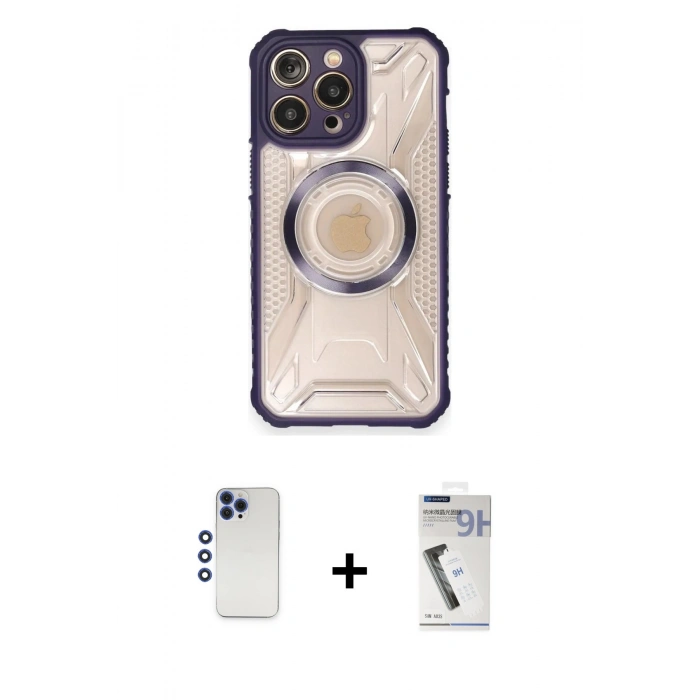 MARSİLYAN™- iPhone 12 Pro Max Kılıf Kutup Modern - Şeffaf Uv Polymer Nano Ekran Koruyucu + Shine Kamera Lens - LT