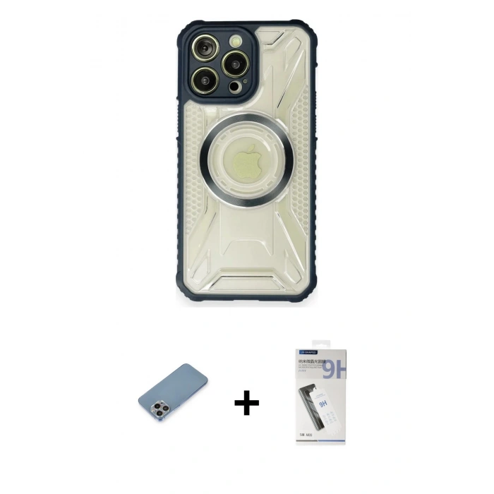 MARSİLYAN™- iPhone 12 Pro Max Kılıf Kutup Modern - Şeffaf Uv Polymer Nano Ekran Koruyucu + Shine Kamera Lens Koruma Cam - GI