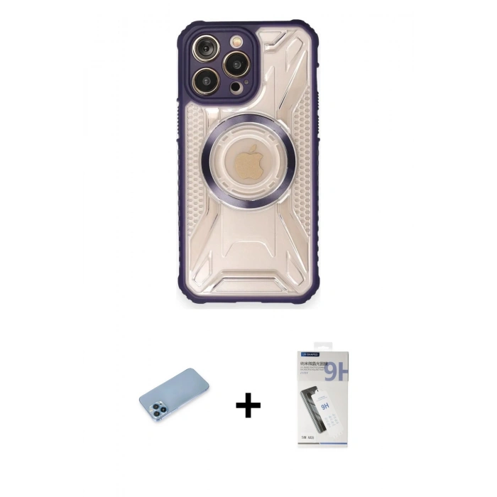 MARSİLYAN™- iPhone 12 Pro Max Kılıf Kutup Modern - Şeffaf Uv Polymer Nano Ekran Koruyucu + Shine Kamera Lens Koruma Cam - MI