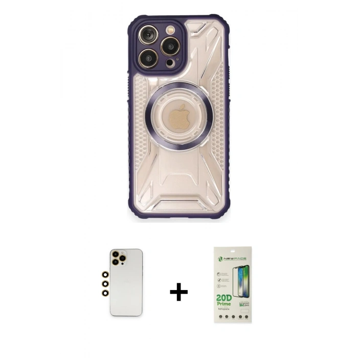 MARSİLYAN™- iPhone 12 Pro Max Kılıf Kutup Modern - Siyah 20D Premium Cam Ekran Koruyucu + Shine Kamera Lens - GD