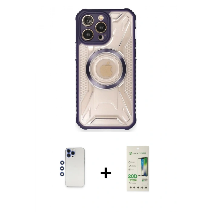 MARSİLYAN™- iPhone 12 Pro Max Kılıf Kutup Modern - Siyah 20D Premium Cam Ekran Koruyucu + Shine Kamera Lens - LT