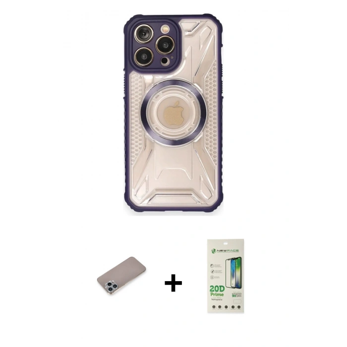 MARSİLYAN™- iPhone 12 Pro Max Kılıf Kutup Modern - Siyah 20D Premium Cam Ekran Koruyucu + Shine Kamera Lens Koruma Cam - SABE