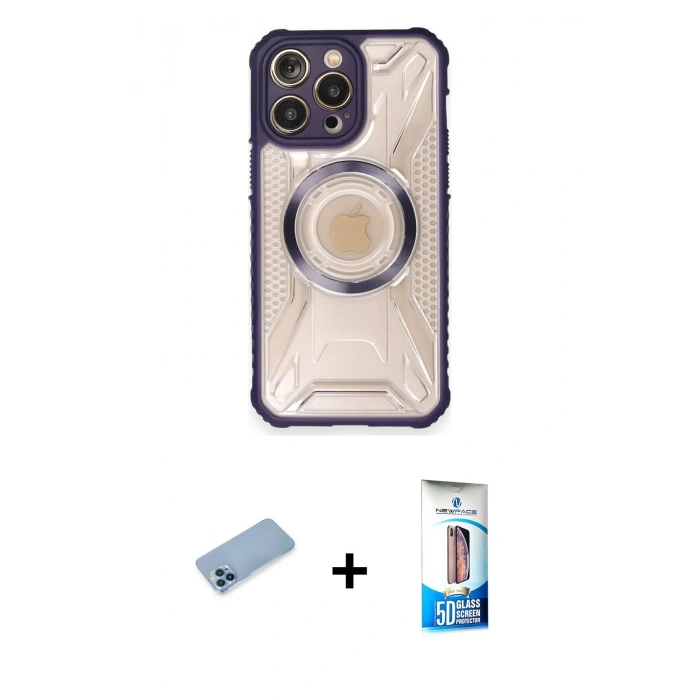 MARSİLYAN™- iPhone 12 Pro Max Kılıf Kutup Modern - Siyah 5D Eko Cam Ekran Koruyucu + Shine Kamera Lens Koruma Cam - MI