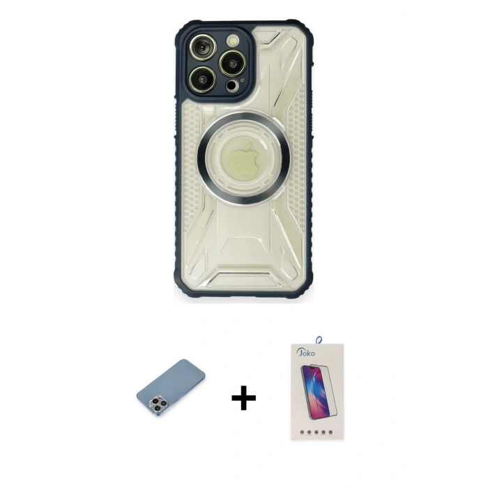 MARSİLYAN™- iPhone 12 Pro Max Kılıf Kutup Modern - Siyah Joko 5D Cam + Shine Kamera Lens Koruma Cam - GI