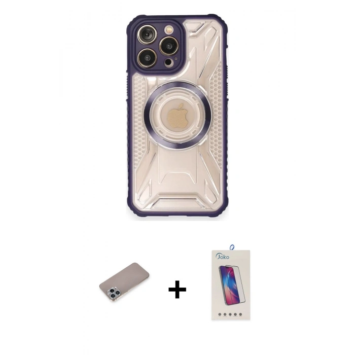 MARSİLYAN™- iPhone 12 Pro Max Kılıf Kutup Modern - Siyah Joko 5D Cam + Shine Kamera Lens Koruma Cam - SABE