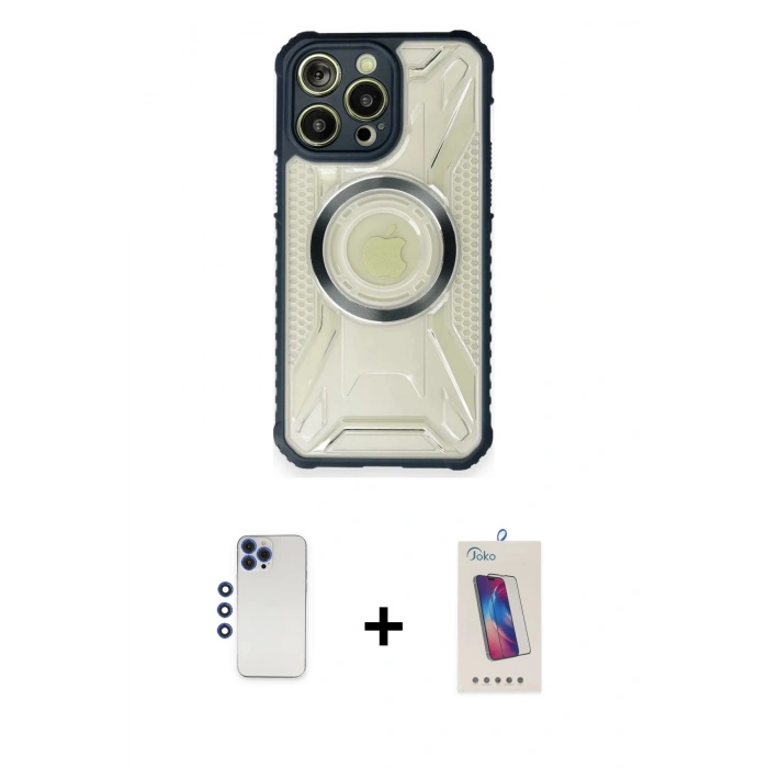 MARSİLYAN™- iPhone 12 Pro Max Kılıf Kutup Modern - Siyah Joko 5D Cam + Shine Kamera Lens - LT