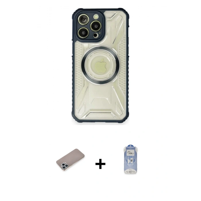 MARSİLYAN™- iPhone 12 Pro Max Kılıf Kutup Modern - Siyah Joko Magic 5D Cam + Shine Kamera Lens Koruma Cam - SABE