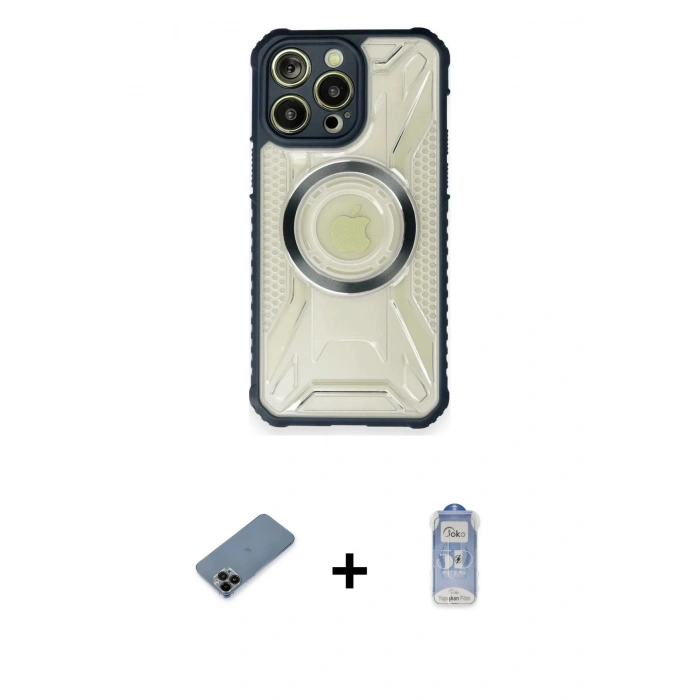 MARSİLYAN™- iPhone 12 Pro Max Kılıf Kutup Modern - Siyah Joko Magic 5D Cam + Shine Kamera Lens Koruma Cam - SH
