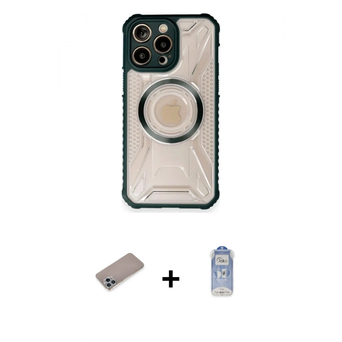MARSİLYAN™- iPhone 12 Pro Max Kılıf Kutup Modern - Siyah Joko Magic 5D Cam + Shine Kamera Lens Koruma Cam - SABE