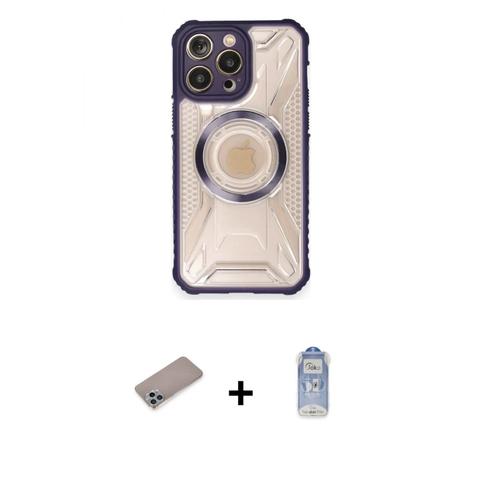 MARSİLYAN™- iPhone 12 Pro Max Kılıf Kutup Modern - Siyah Joko Magic 5D Cam + Shine Kamera Lens Koruma Cam - SABE