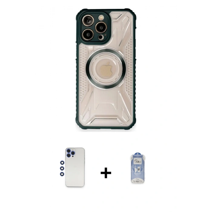 MARSİLYAN™- iPhone 12 Pro Max Kılıf Kutup Modern - Siyah Joko Magic 5D Cam + Shine Kamera Lens - LT