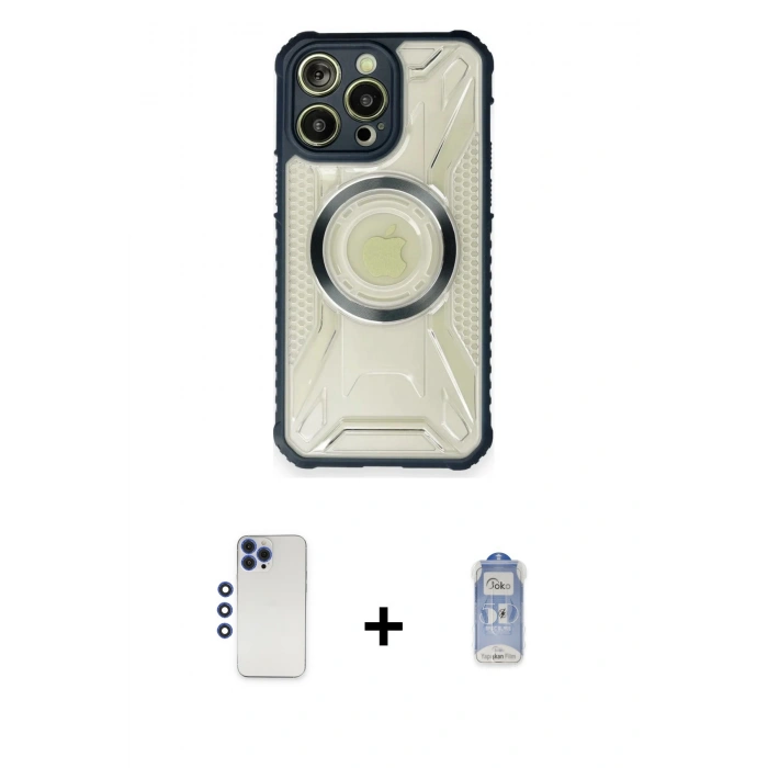MARSİLYAN™- iPhone 12 Pro Max Kılıf Kutup Modern - Siyah Joko Magic 5D Cam + Shine Kamera Lens - LT