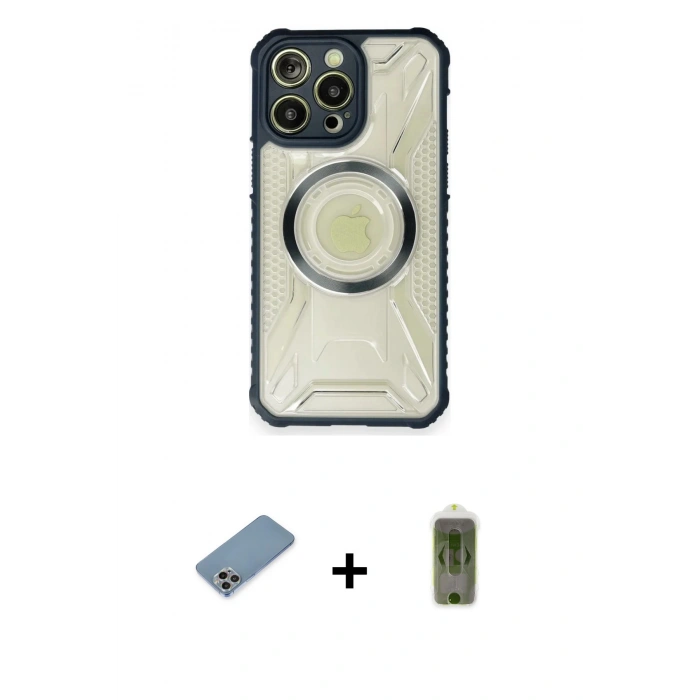 MARSİLYAN™- iPhone 12 Pro Max Kılıf Kutup Modern - Siyah Joko Magic 5D Hayalet Cam + Shine Kamera Lens Koruma Cam - GI