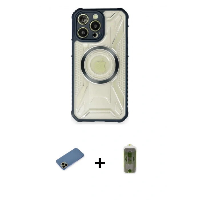 MARSİLYAN™- iPhone 12 Pro Max Kılıf Kutup Modern - Siyah Joko Magic 5D Hayalet Cam + Shine Kamera Lens Koruma Cam - GD