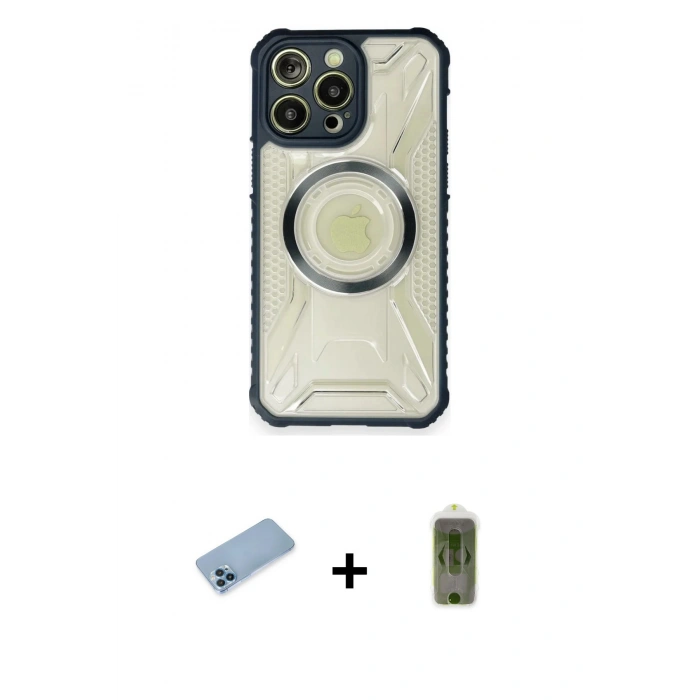 MARSİLYAN™- iPhone 12 Pro Max Kılıf Kutup Modern - Siyah Joko Magic 5D Hayalet Cam + Shine Kamera Lens Koruma Cam - MI