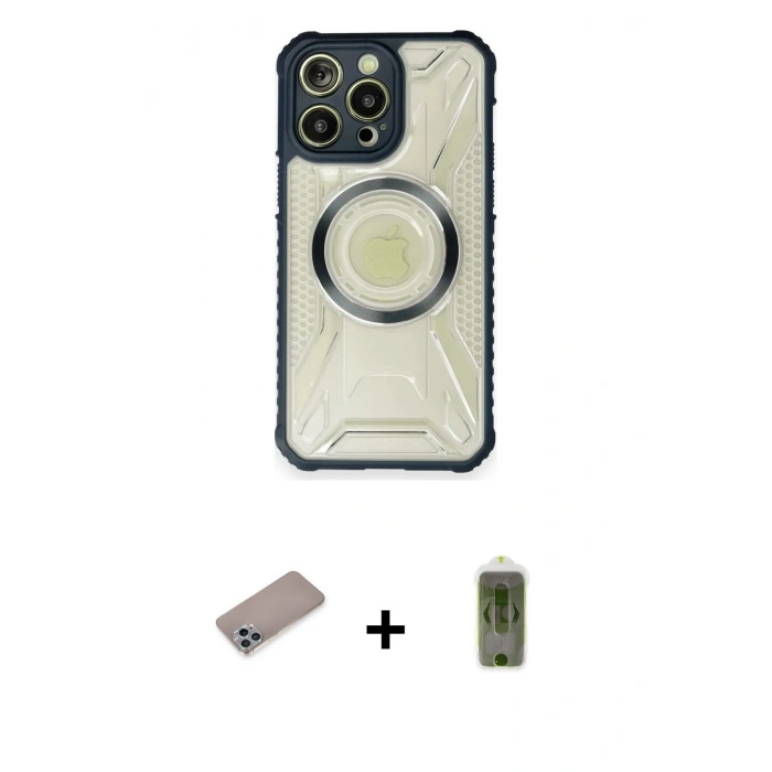 MARSİLYAN™- iPhone 12 Pro Max Kılıf Kutup Modern - Siyah Joko Magic 5D Hayalet Cam + Shine Kamera Lens Koruma Cam - SABE