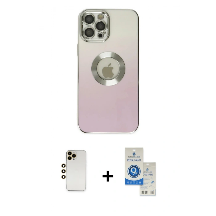 MARSİLYAN™- iPhone 12 Pro Max Kılıf Kutup Yansıma Özel Seri - Şeffaf Royal Nano Ekran Koruyucu + Shine Kamera Lens - GD