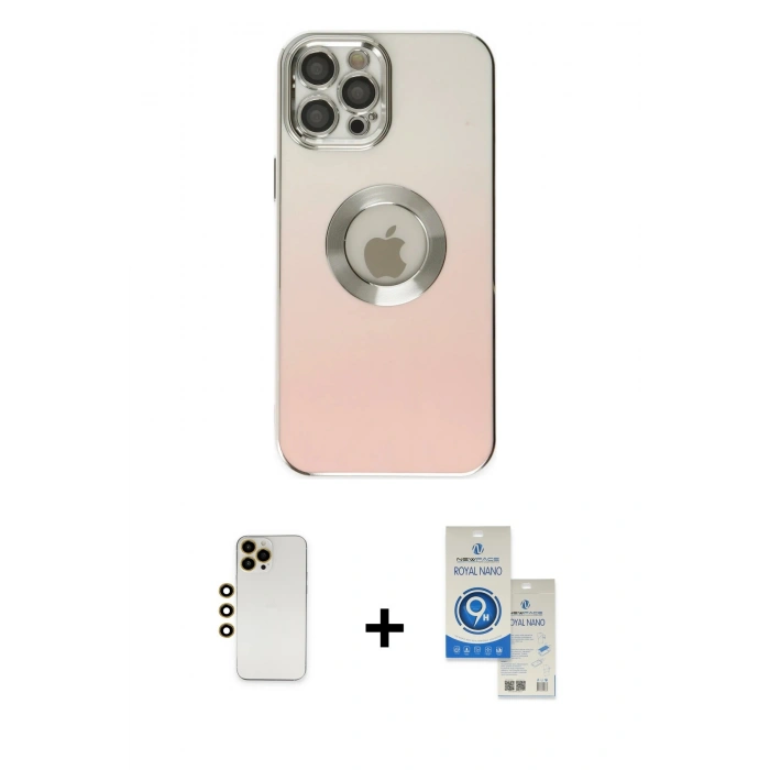 MARSİLYAN™- iPhone 12 Pro Max Kılıf Kutup Yansıma Özel Seri - Şeffaf Royal Nano Ekran Koruyucu + Shine Kamera Lens - GD