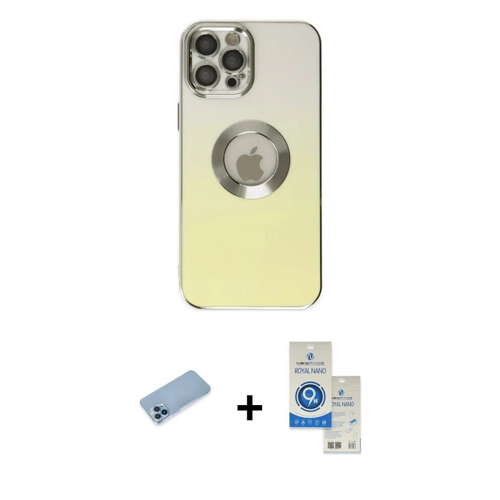 MARSİLYAN™- iPhone 12 Pro Max Kılıf Kutup Yansıma Özel Seri - Şeffaf Royal Nano Ekran Koruyucu + Shine Kamera Lens Koruma Cam - MI