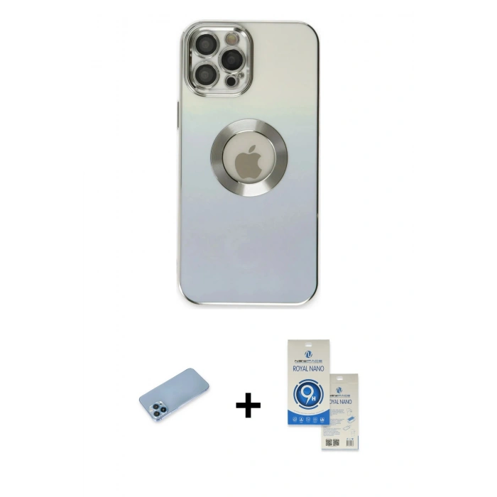 MARSİLYAN™- iPhone 12 Pro Max Kılıf Kutup Yansıma Özel Seri - Şeffaf Royal Nano Ekran Koruyucu + Shine Kamera Lens Koruma Cam - MI