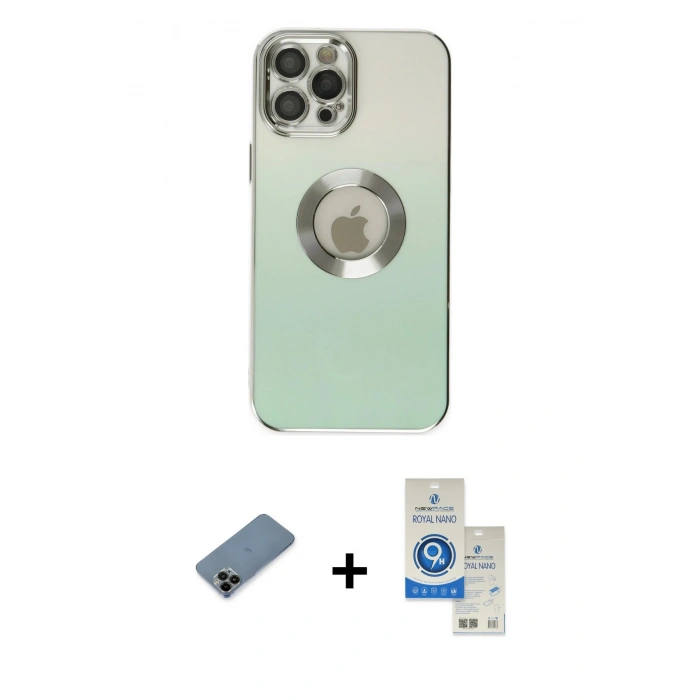MARSİLYAN™- iPhone 12 Pro Max Kılıf Kutup Yansıma Özel Seri - Şeffaf Royal Nano Ekran Koruyucu + Shine Kamera Lens Koruma Cam - SH