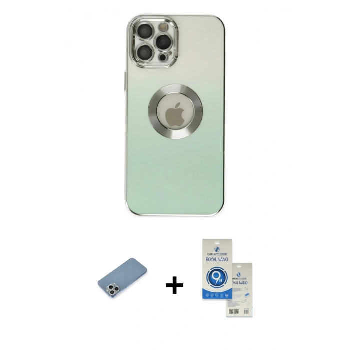 MARSİLYAN™- iPhone 12 Pro Max Kılıf Kutup Yansıma Özel Seri - Şeffaf Royal Nano Ekran Koruyucu + Shine Kamera Lens Koruma Cam - GS